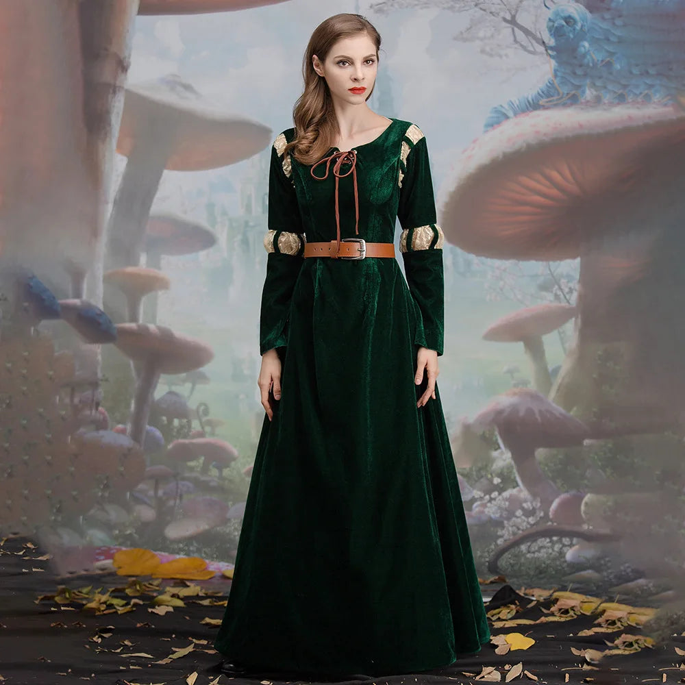 Princess Merida Brave Cosplay Court Dress Set for Women