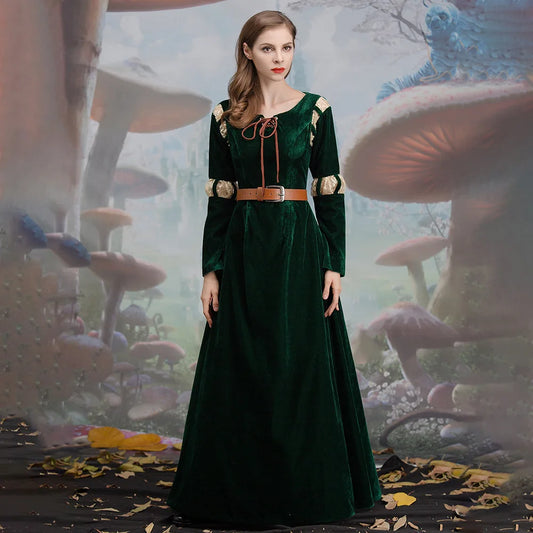 Princess Merida Brave Cosplay Costume Women's Court Dress Set