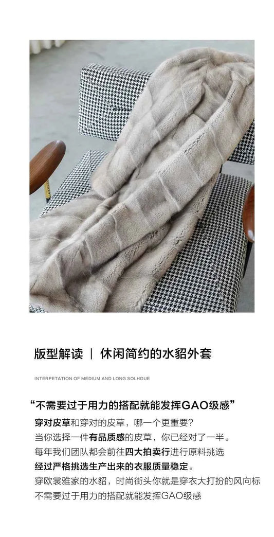 HDHOHR 2025 100% Real Mink Fur Coat Women Long High Quality Natural Mink Fur Jackets Winter Thick Warm Luxury Female Fur Parkers