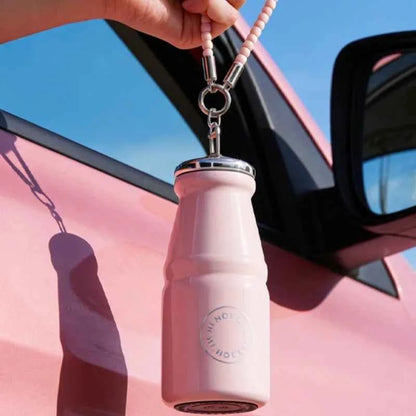 1pc Vintage Milk Coffee Cup 280ml Mini Stainless Steel Pocket Cup Portable Travel Lanyard Direct-Drinking Thermal Cup