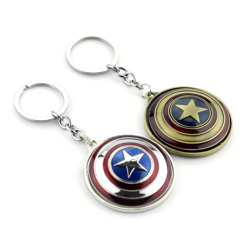 Marvel Captain America Shield Keychain Fun Rotate Relieve Anxiety Toy Keyring Avengers Car Bag Key Holder SS69