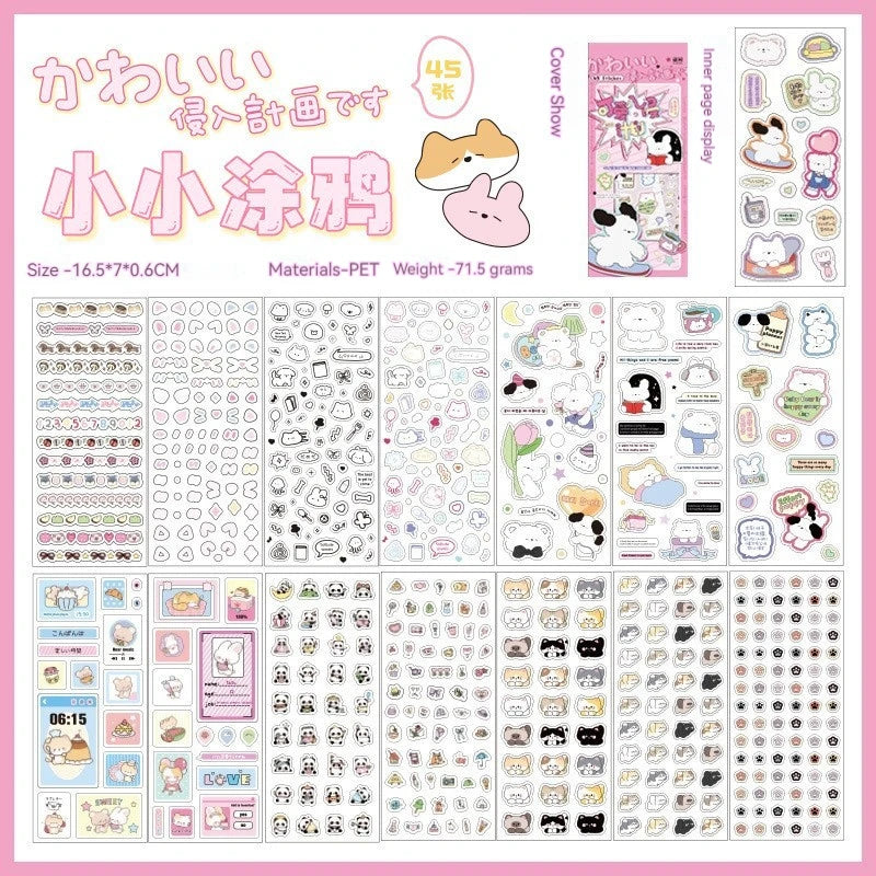 45pcs Japanese Retro Early Style Manga Cut Film Sticker Book Kawaii Girl Scrapbook Journal DIY Deco Cute Showa Phone Case Decals SS69 13.69 Doodles 45sheets