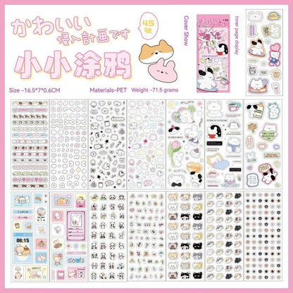 45pcs Japanese Retro Early Style Manga Cut Film Sticker Book Kawaii Girl Scrapbook Journal DIY Deco Cute Showa Phone Case Decals SS69 13.69 Doodles 45sheets