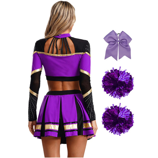 SS69 Women Cheerleading Performance Costume Set with Crop Top and Skirt