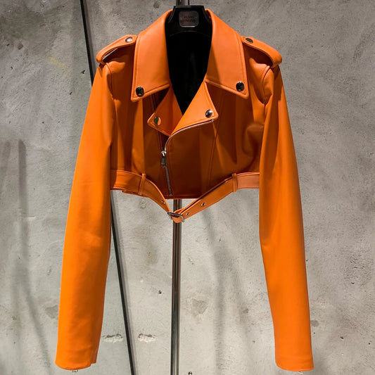 Real Leather Jacket 2022 Autumn Ladies Colorful Genuine Leather Top Short