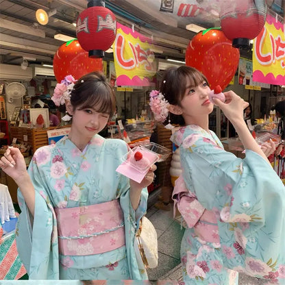 Kimono Yukata Retro Improved Japanese Dress,Elegant Literary Outfit Ideal For Studio Portrait Photography And Casual Themed Wear