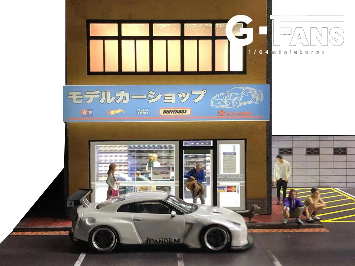 SS69 1/64 Scale Diecast Car Garage Diorama with LED Lighting and Dust Door