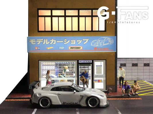 SS69 1/64 Scale Diecast Car Garage Diorama with LED Lighting and Dust Door