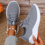 Women's White Slip-On Casual Sneakers - Breathable Fabric Upper & Lining, Elastic Side Panels for Easy Wear