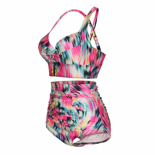 New Sexy Plus Size Swimwear Push Up Bikini High Waist Swimsuit Women Female Oversize Beach Wear Bathing Suit 2024  Mujer 5XL SS69