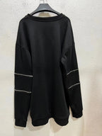 Harajuku Printed Black Zipper Hoodie