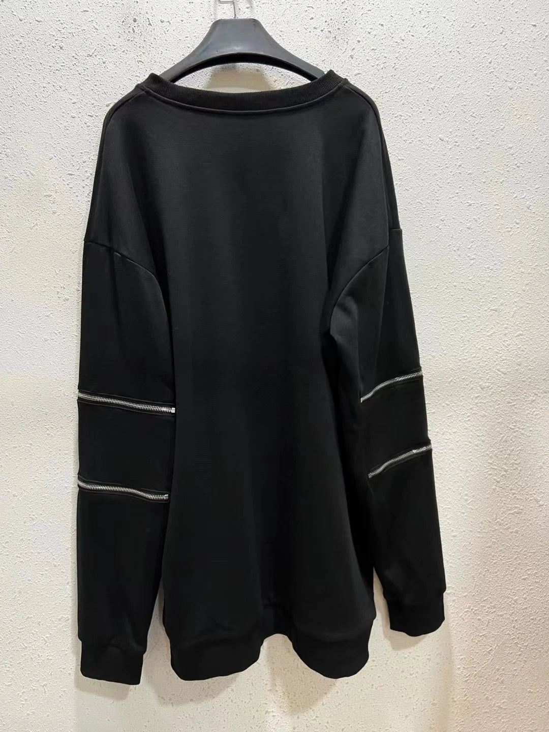 Harajuku Printed Black Zipper Hoodie