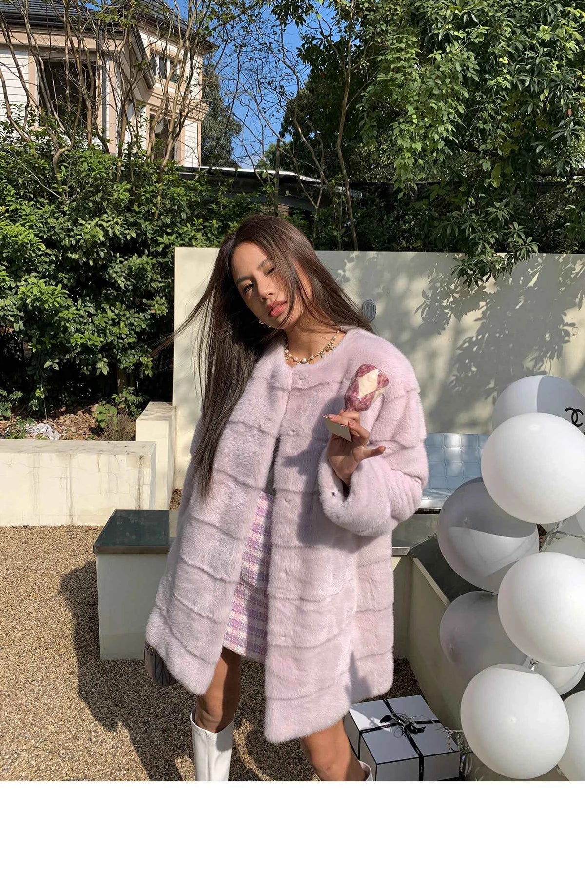 HDHOHR 2025 New 100% Real Mink Fur Coat Women Fashion Essential Natural Mink Fur Jackets Warm Royel Blue Winter Fur Coat