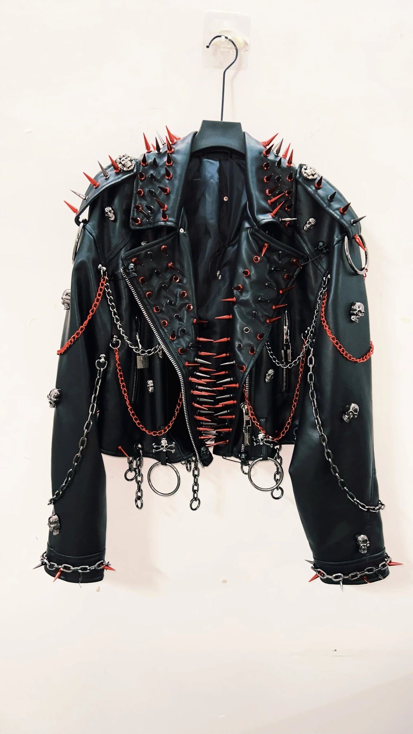 vintage Leather jacket Gothic Leather jacket Punk Leather jacketoversizeLeather jacket Rivet Leather jacket skull Leather jacket SS69