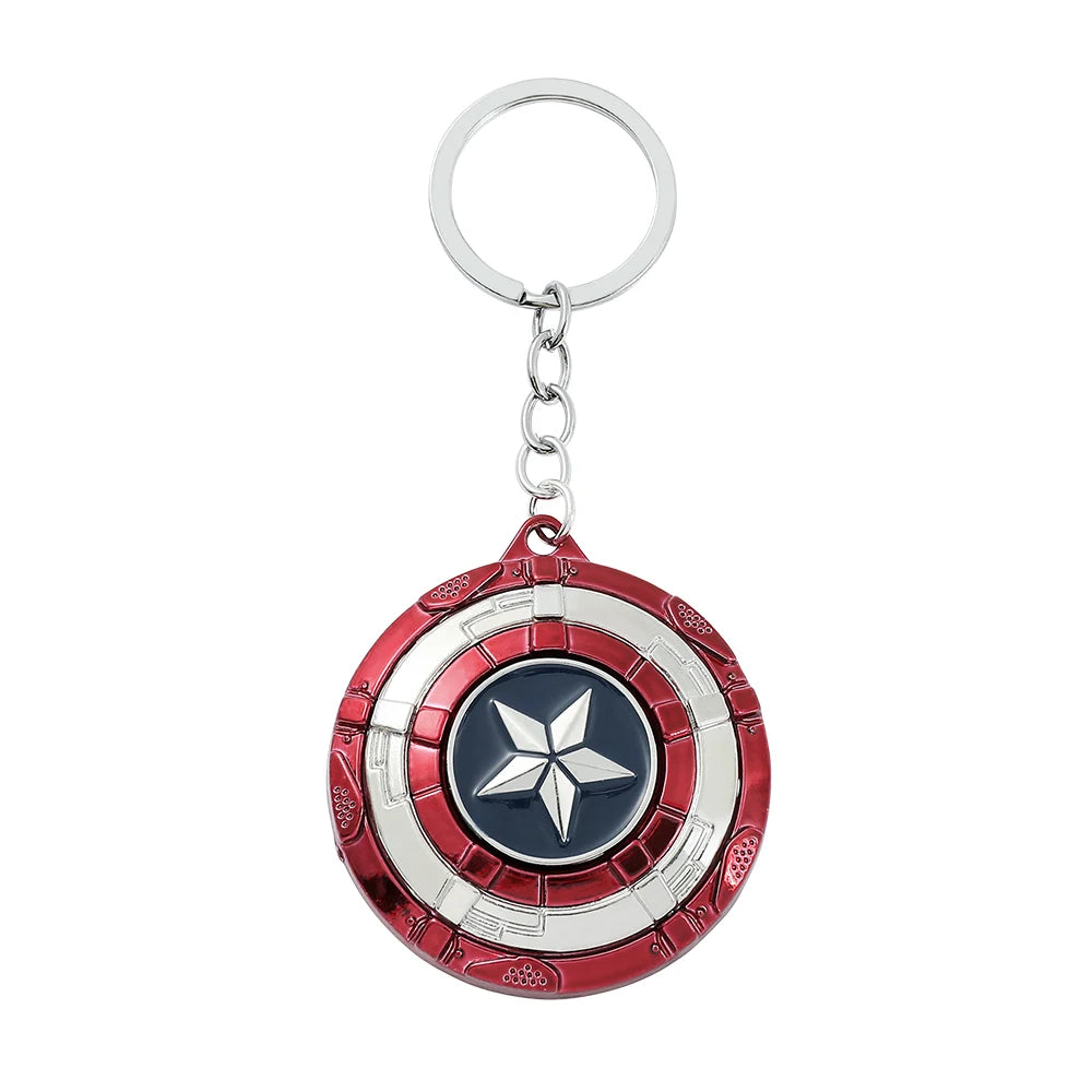 Marvel Captain America Shield Keychain Fun Rotate Relieve Anxiety Toy Keyring Avengers Car Bag Key Holder SS69 6.69 Keychain 2