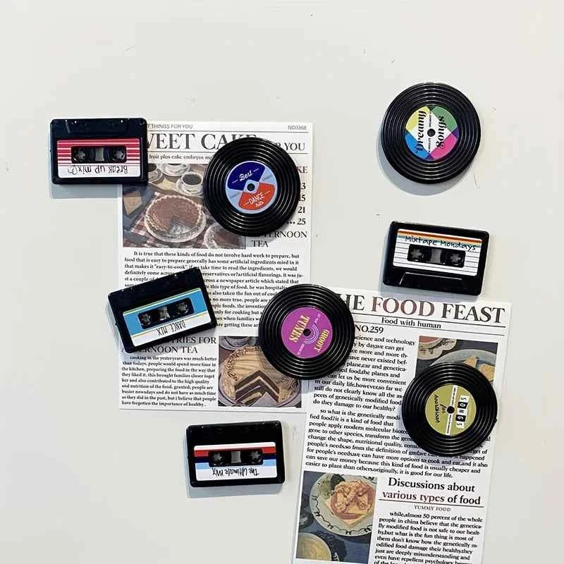 8pcs nostalgic cassette record Magnet set Decorative magnetic fridge Magnets, retro cassette record fridge magnets