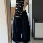 BiggOrange Women's High-Waist Wide-Leg Sweatpants - Black