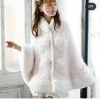 Godivana Lolita Faux Fur Cape Coat with Bow & Rhinestones