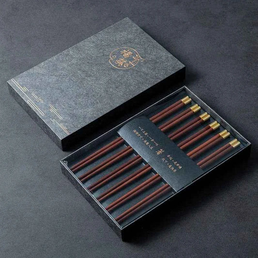 High Quality Premium Natural Red SandalWood Chopsticks Gift Box Packaging Household Cutlery Tableware Set Chinese Chopsticks