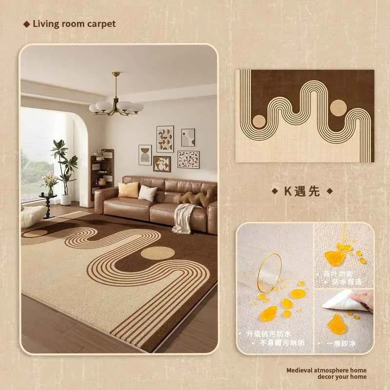 Cream Color Living Room Carpet Light Luxury Home Decoration Bedroom Rug Large Size Plush Sofa Coffee Table Floor Mat Tapis カーペット
