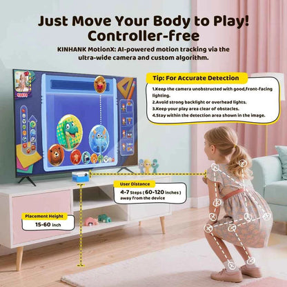 KINHANK MotionX Video Game Console for Kids & Families Ongoing Updates Kids Toy Active Play System Indoor Physical Activity