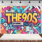 Retro Back to the 70s 80s 90s Backdrop Music Party Decorations Neon Light Graffiti Tapes Disco Background Photo Studio Supplies