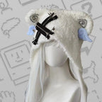 Autumn Winter Grunge Casual Warm Angel's Wings Hats Y2k Aesthetic Knitted Bears Ears Hat Kawaii Lolita Harajuku Caps Fashion SS69