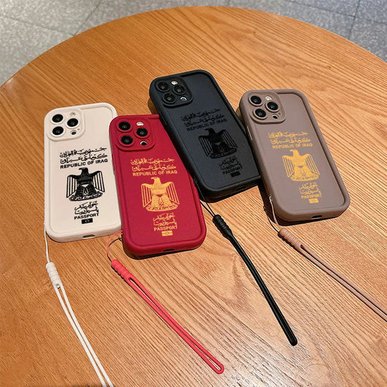 Iraq Passport Phone Case for IPhone 16 15 14 13 12 11 Pro Max Mini XR XS X 7 8 Plus Soft TPU Back Cover With Hand Strap SS69