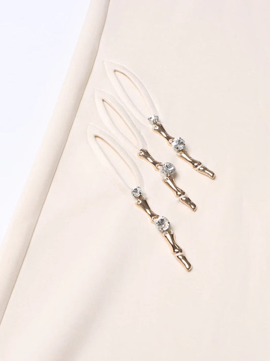 Solid Patchwork Diamonds Designer Wide Leg Pants For Women High Waist Patchwork Pockets Hollow Out Chic Pant Female SS69