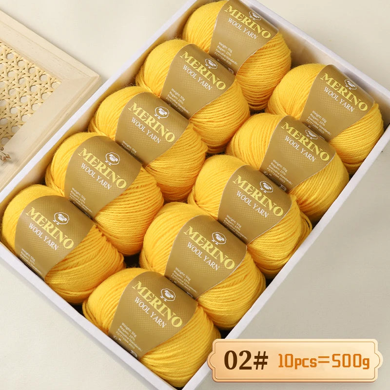 500g of High-Quality 212 Medium-Fine Alpaca Wool Yarn, Suitable for Knitting Sweaters, Scarves, and Hats, 10 Skeins/Pack