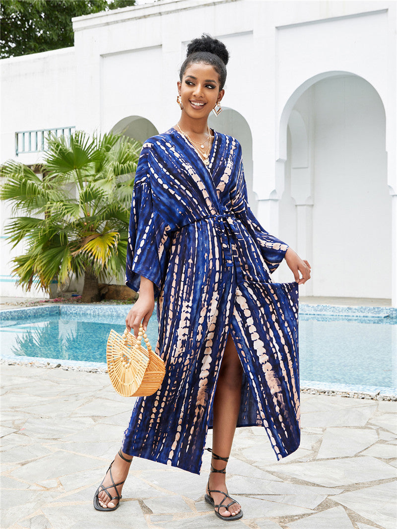 Tie Dye Kimono Swimsuit Cover-Up for Women - Flowy Rayon Beach Dress