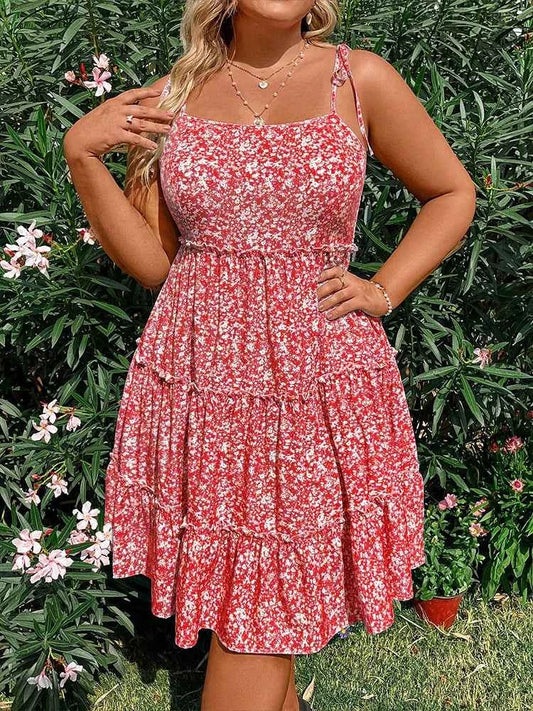 Plus Size 2025 Summer New Women's Halter Backless Hollow Out Short Sleeve Dress Bohemian Mini Floral Dress Best of Summer
