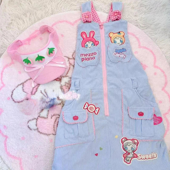 Sweet Lolita Style Strap Dress Women Cute Bunny Cartoon Embroidery Kawaii Party Mini Dress Female Korean Fashion Princess Dress SS69 76.69 Blue / S
