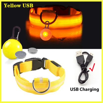 Usb Charging Glowing Dog Collar With Pendant Detachable Luxury Led Light Bright For Small Dogs Cat Night Safety Collar Wholesale SS69 9.69 Yellow USB / XS Neck 28-38 CM / CHINA