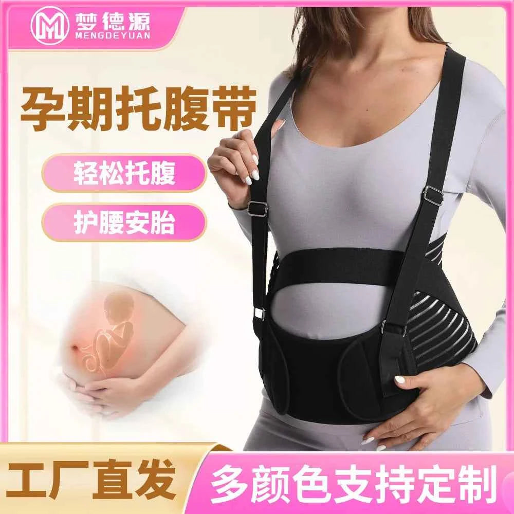 Double Support Back Abdomen Brace Shoulder Strap Lumbar Adjustable Black M-XXL NewSpecial Abdominal Care Belt for Pregnant Women