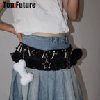 Gothic Lolita Punk Belt with Heart, Star & Bow Pendants