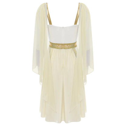 SS69 Women Ancient Greek Goddess Cosplay Costume Chiffon Sleeveless Dress