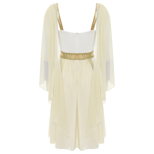 SS69 Women Ancient Greek Goddess Cosplay Costume Chiffon Sleeveless Dress