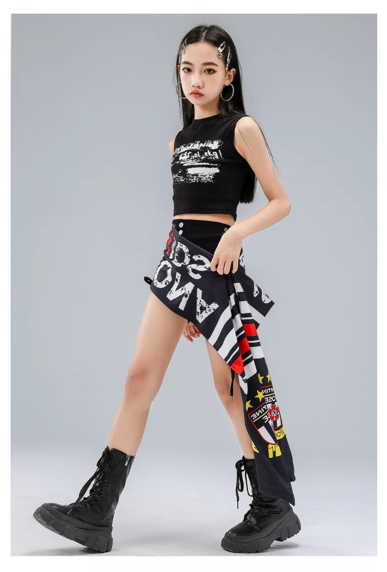 Girls K-Pop Street Dance Crop Top & Hot Pants Set