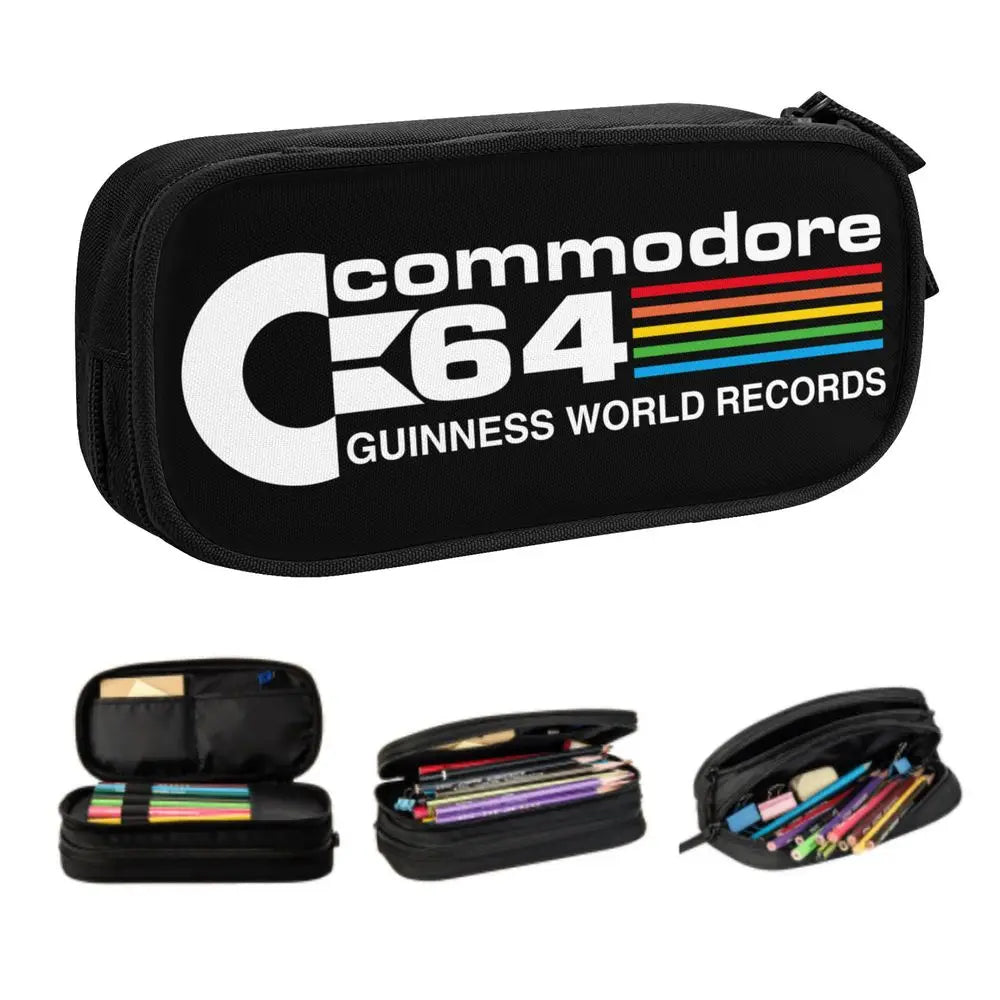 Custom Kawaii Retro Commodore 64 Pencil Case for Girls Boys C64 Amiga Computer Large Capacity Pen Box Bag Stationery SS69