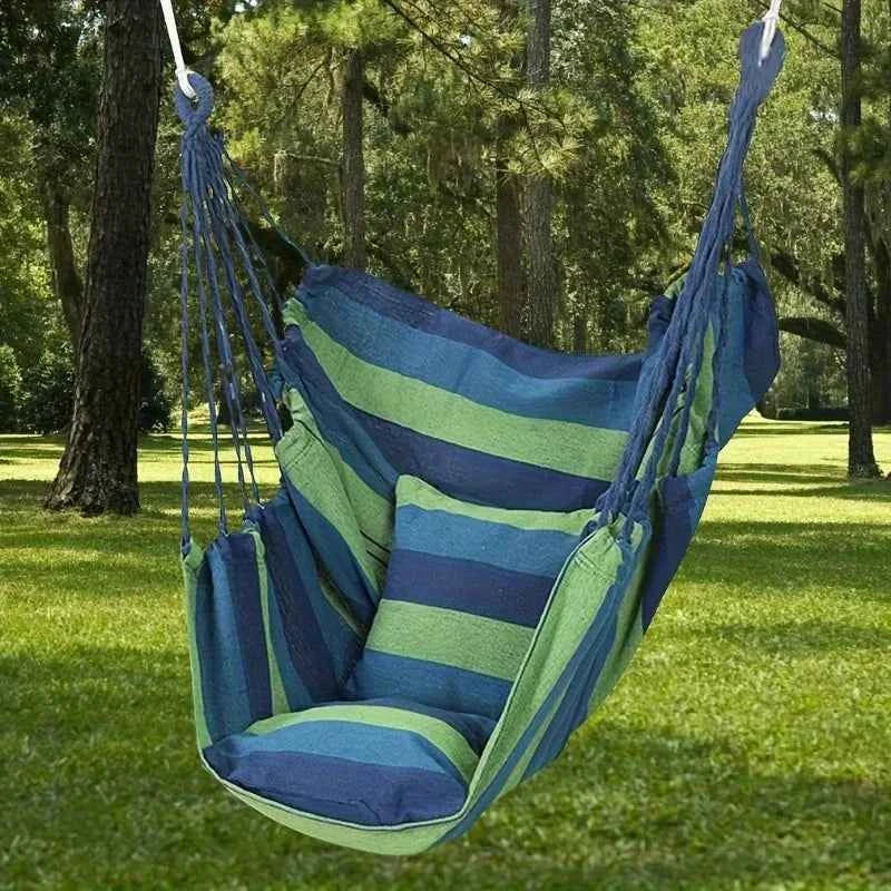 Outdoor Thickened Canvas Hammock/hammock accessories，Camping Outdoor Swing Net Hed Anti Rollover Striped Hanging Chair Hammock