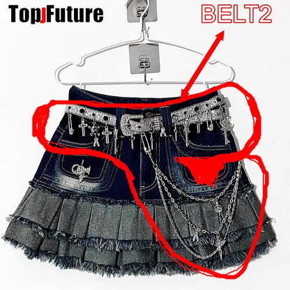 Women Girl HAND MAKE Gothic Lolita Punk Harajuku bling bling skull laziness belt waist belt  Lolita cosplay party belt gift SS69 25.69 BELT2 SILVER / 105-110CM