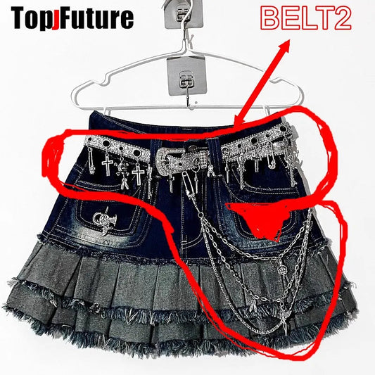 Women Girl HAND MAKE Gothic Lolita Punk Harajuku bling bling skull laziness belt waist belt  Lolita cosplay party belt gift SS69 25.69 BELT2 SILVER / 105-110CM