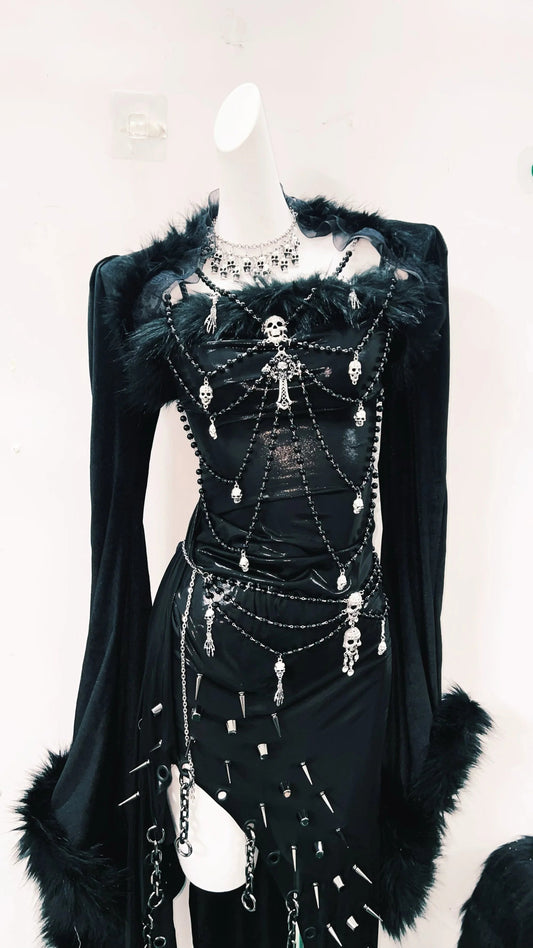 Gothic dress skull dress  y2k dress Harajuku dress Unique dress Sexy dress cross dress vintage dress gothic clothes y2k fashion SS69