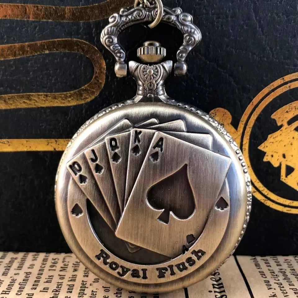 Vintage bronze poker cartoon quartz pocket watch the best gift for children men and women SS69