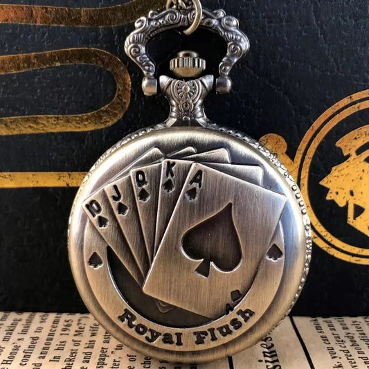 Vintage bronze poker cartoon quartz pocket watch the best gift for children men and women SS69