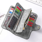 ZeAiLi Long PU Leather Clutch Wallet with Animal Paw & Butterfly Print