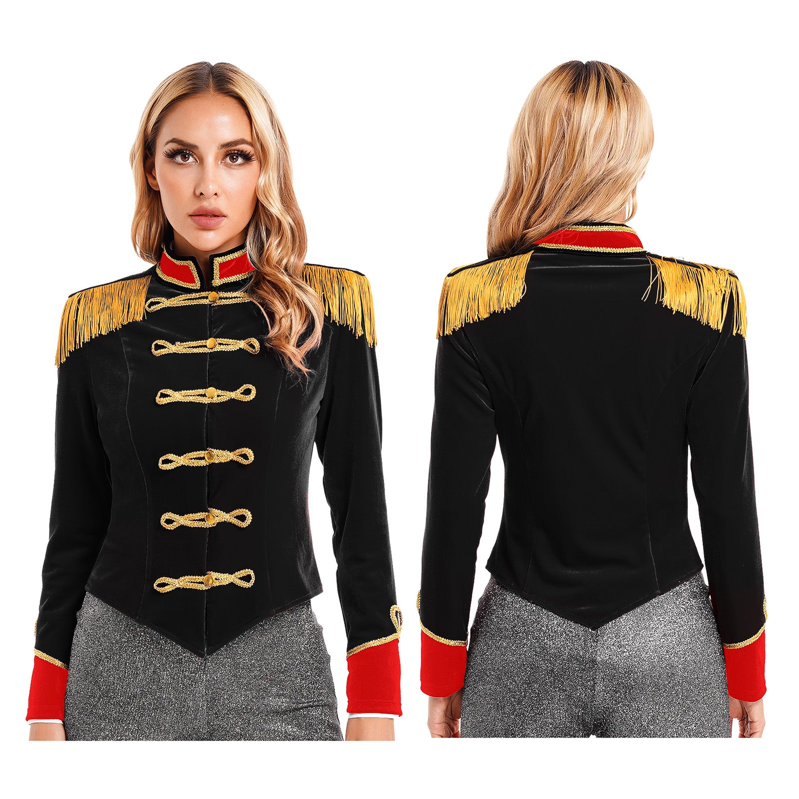 Women Circus Ringmaster Costume Showman Majorette Tassel Tailcoat Jacket Halloween Carnival Lion Tamer Cosplay Costumes