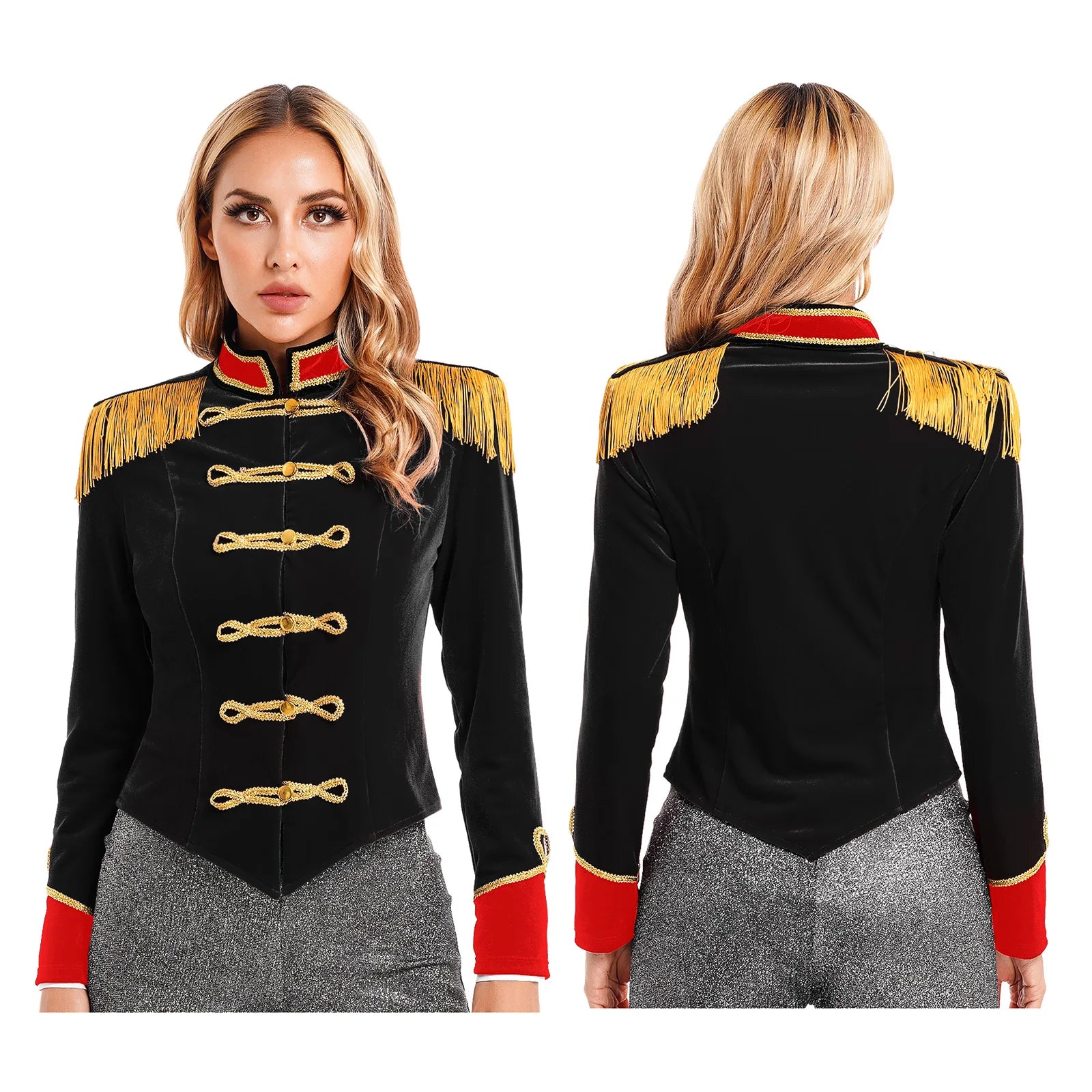 Women Circus Ringmaster Costume Showman Majorette Tassel Tailcoat Jacket Halloween Carnival Lion Tamer Cosplay Costumes