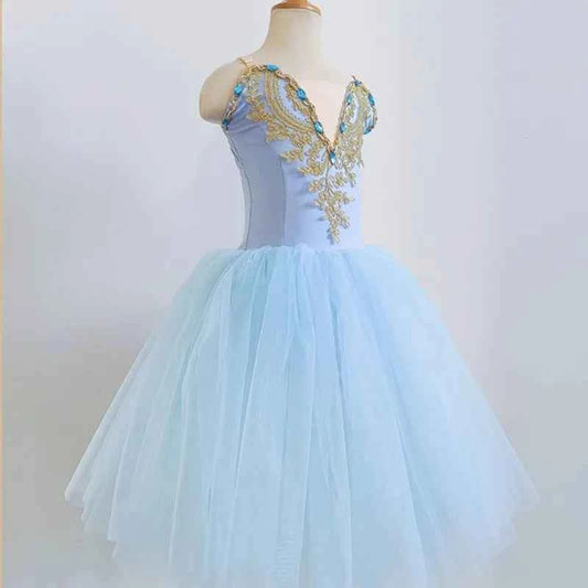 Girls Ballet Tutu Dress Gymnastics Leotard White Long Ballet Dresses Girls Princess Ballerina Dance Costume Birthday Party Dress
